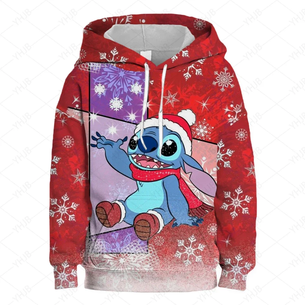 Sweat à capuche dessin animé Disney Stitch pour femme, vêtements de couple, arc d'anime, nouveau style, à la mode et décontracté, automne et hiver