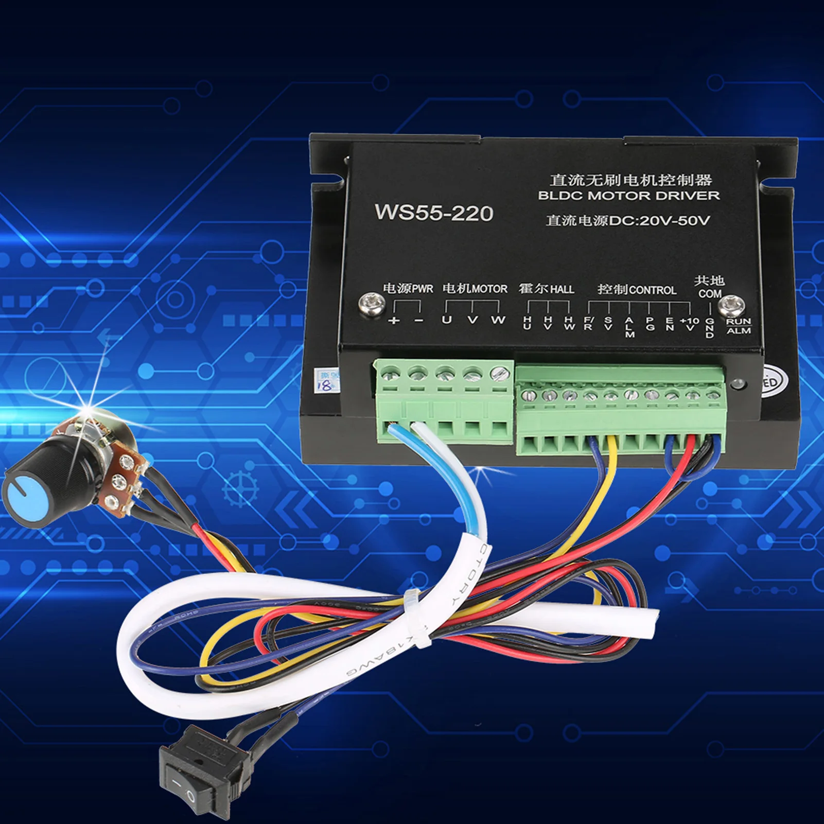 WS55-220 DC 48V 500W CNC Brushless Spindle BLDC Motor Driver Controller Motor Driver Controller