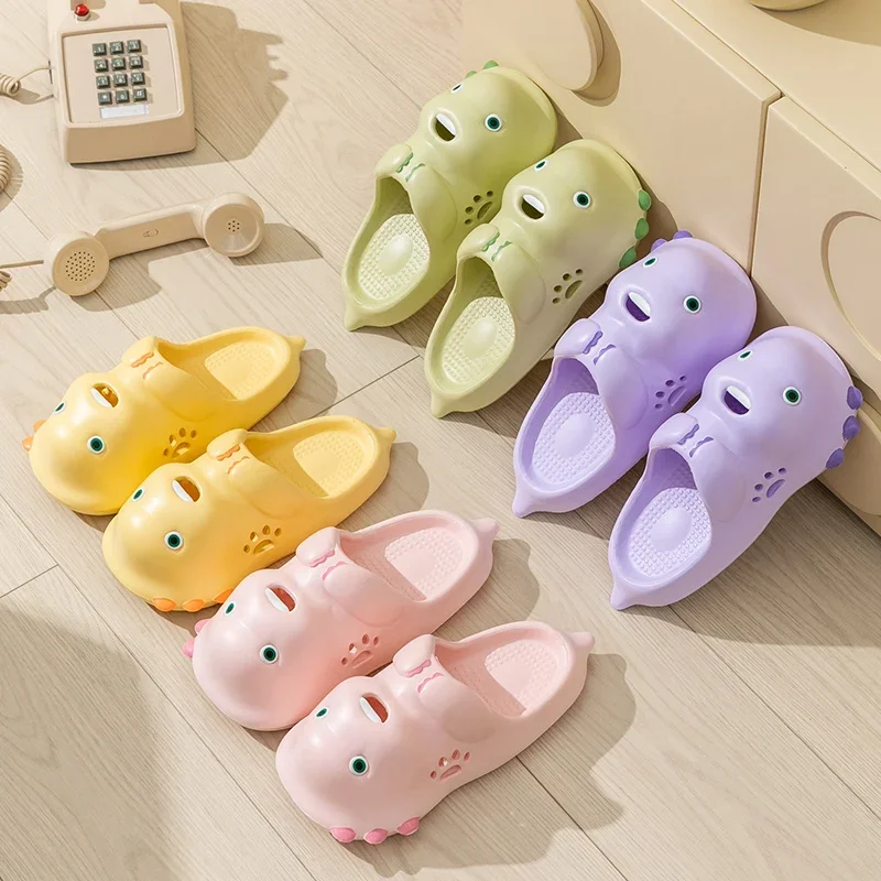 

New Cute Cartoon Dinosaur Ladies' Slippers Summer Home Shoes Cosy Slides Lithe Soft Seabeach Sandals for Women Indoor Flip Flops