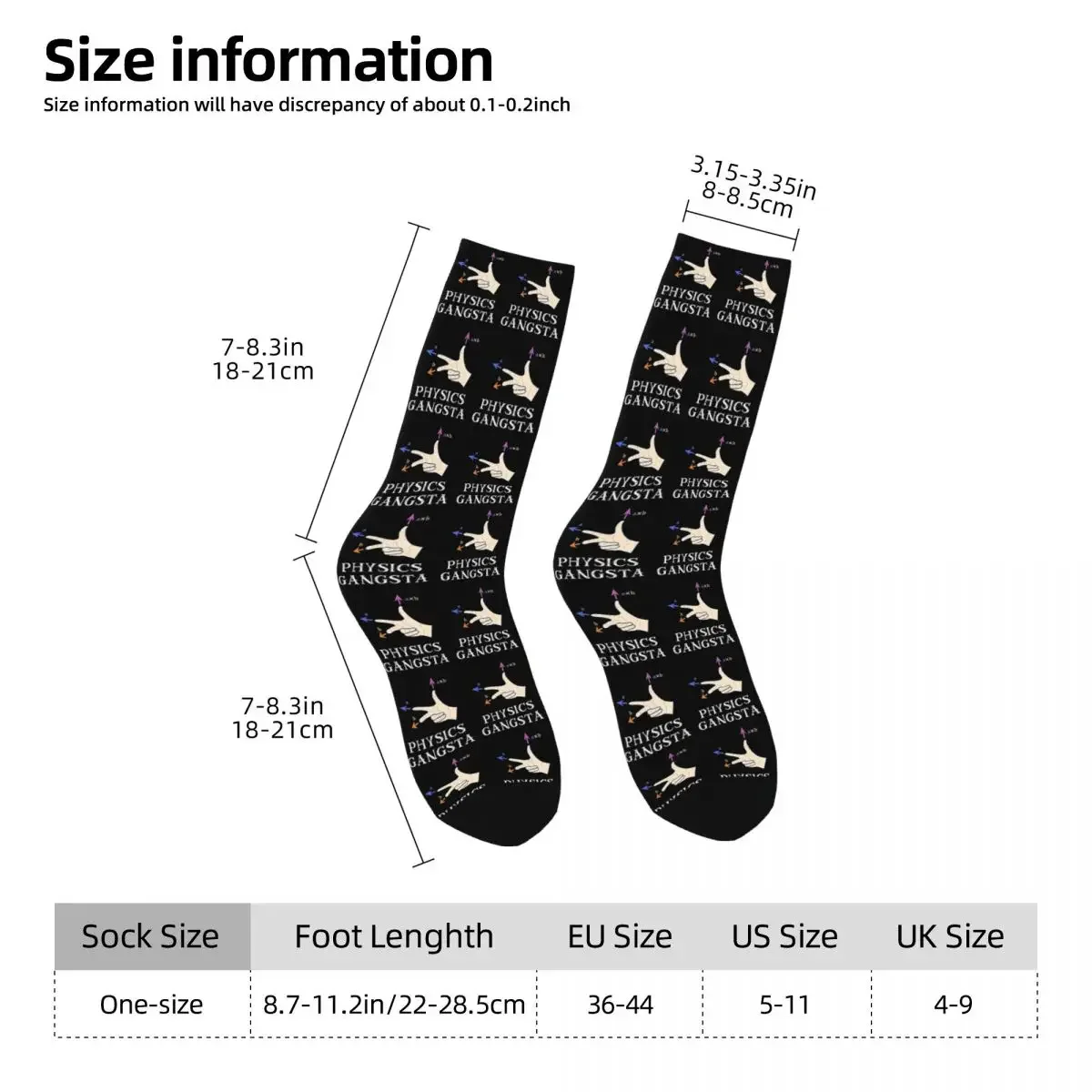 Funny Physics Distressed Physics Gangsta uomo donna Boy Girl Design Socks Harajuku calze di alta qualità calze lunghe per tutte le stagioni