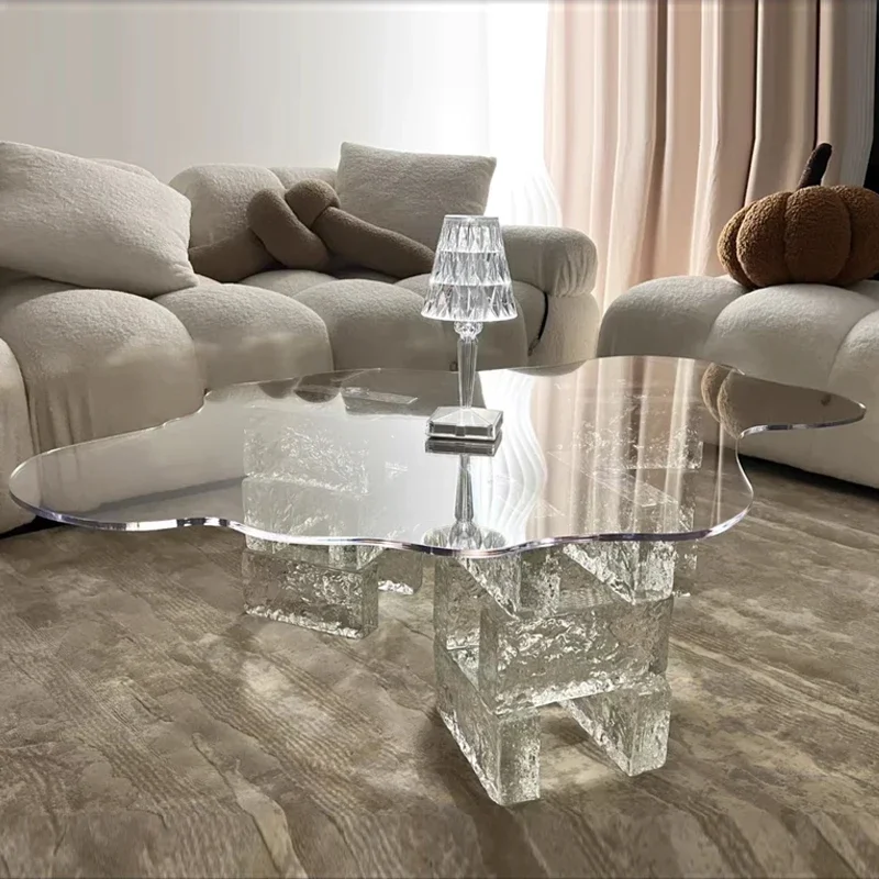 Acrylic cloud coffee table creative glass transparent edge table