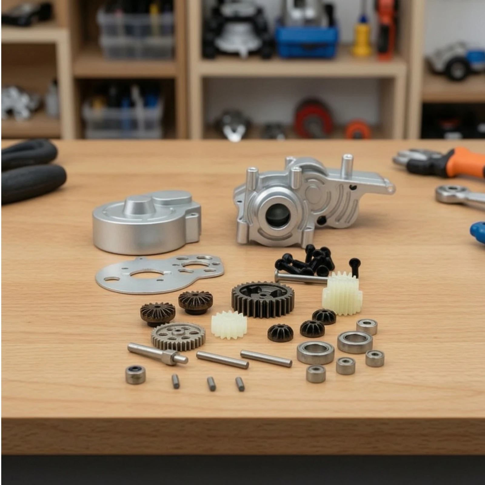 Gearbox Assembly with Gears Metal RC Car Gearbox RC Car Upgrade Kit Precision Hardware Long-Lasting for Builders