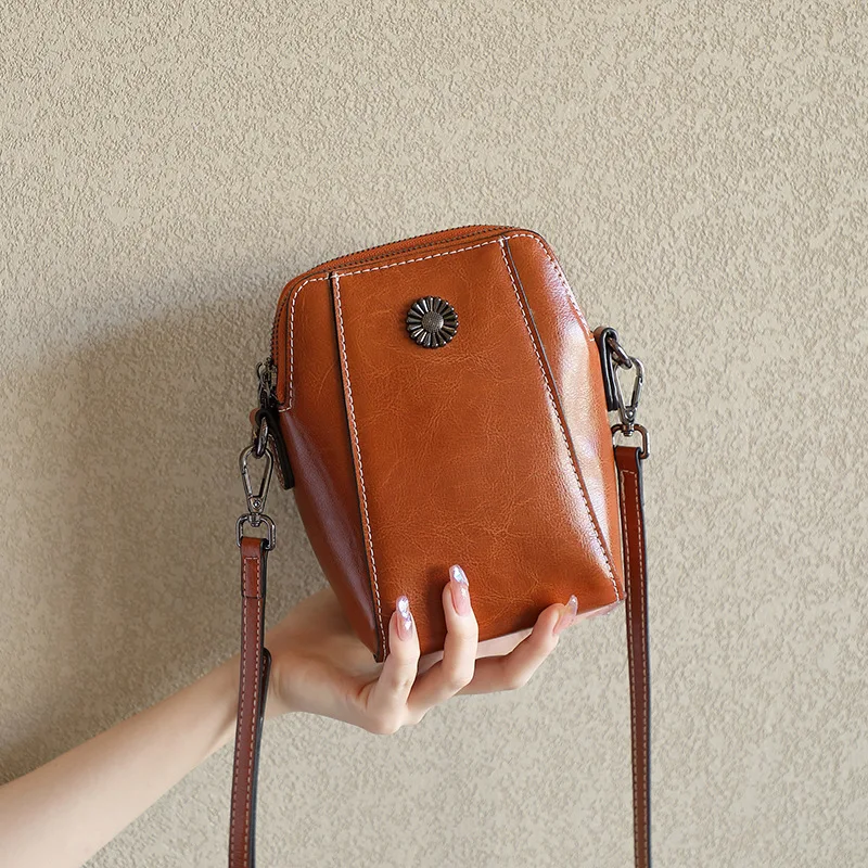

Genuine Leather Women's Crossbody Bag Fashion Mobile Phone Mini bag 2025 new Daily Commuting small Shoulder bag