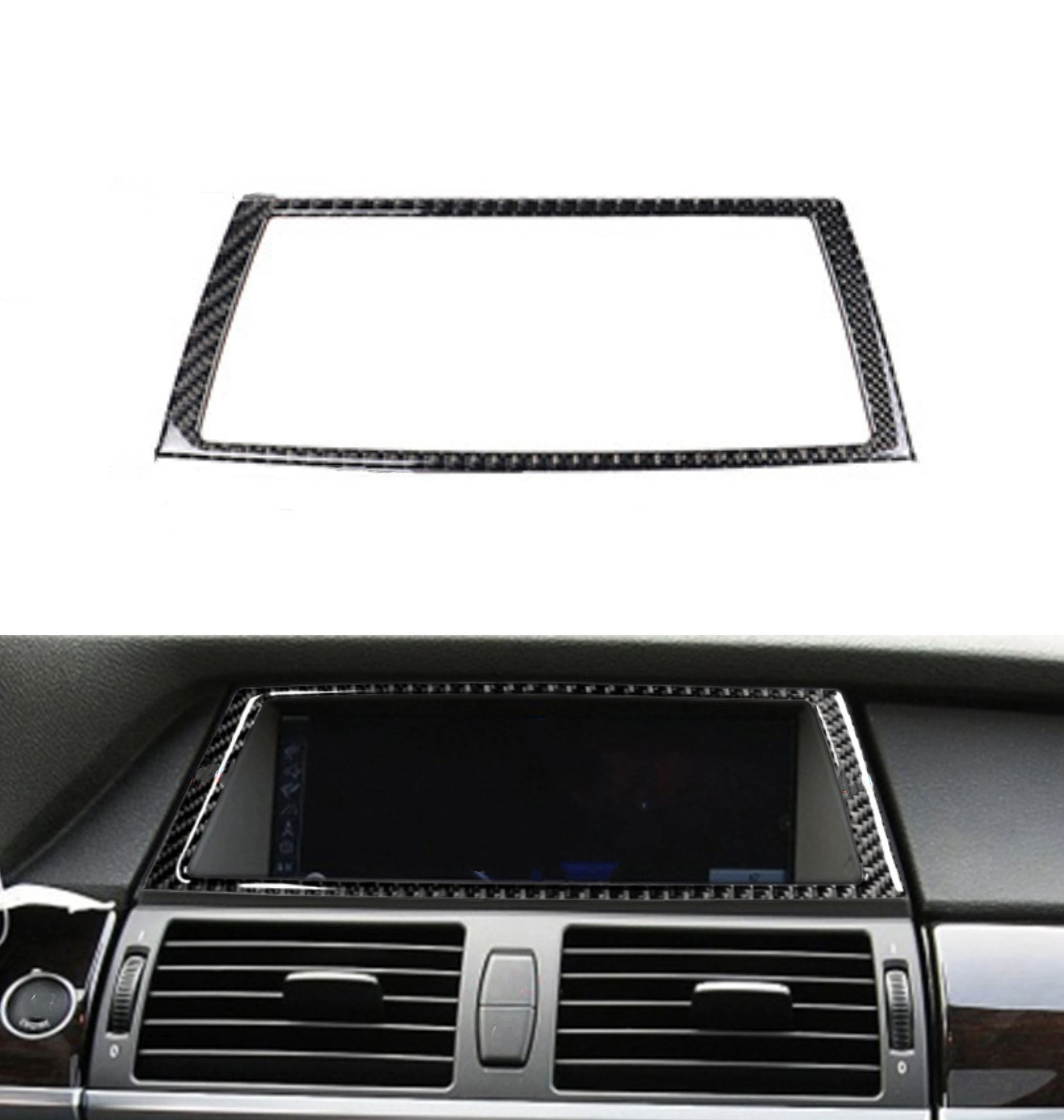 

For BMW X5 E70 X6 E71 2007-2014 Car Display Screen Monitor Frame Decal Carbon Fiber Trim Sticker Accessories