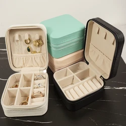 Portable Mini Jewelry Storage Box Travel Organizer Jewelry Case Leather Storage Earrings Necklace Ring Jewelry Organizer Display