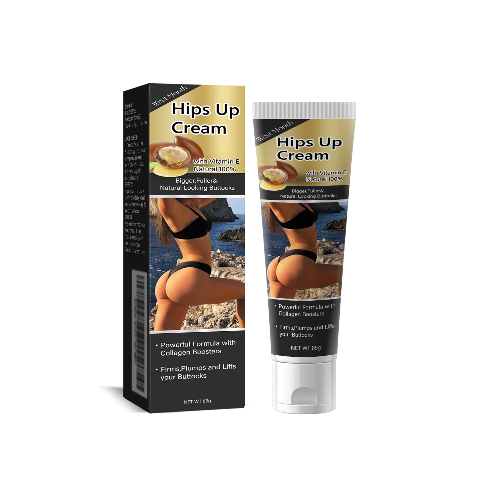 West Month Butt Firming Cream: Hydrates, moisturizes, relieves dry skin, tightens butt skin, and enhances the appearance of the buttocks