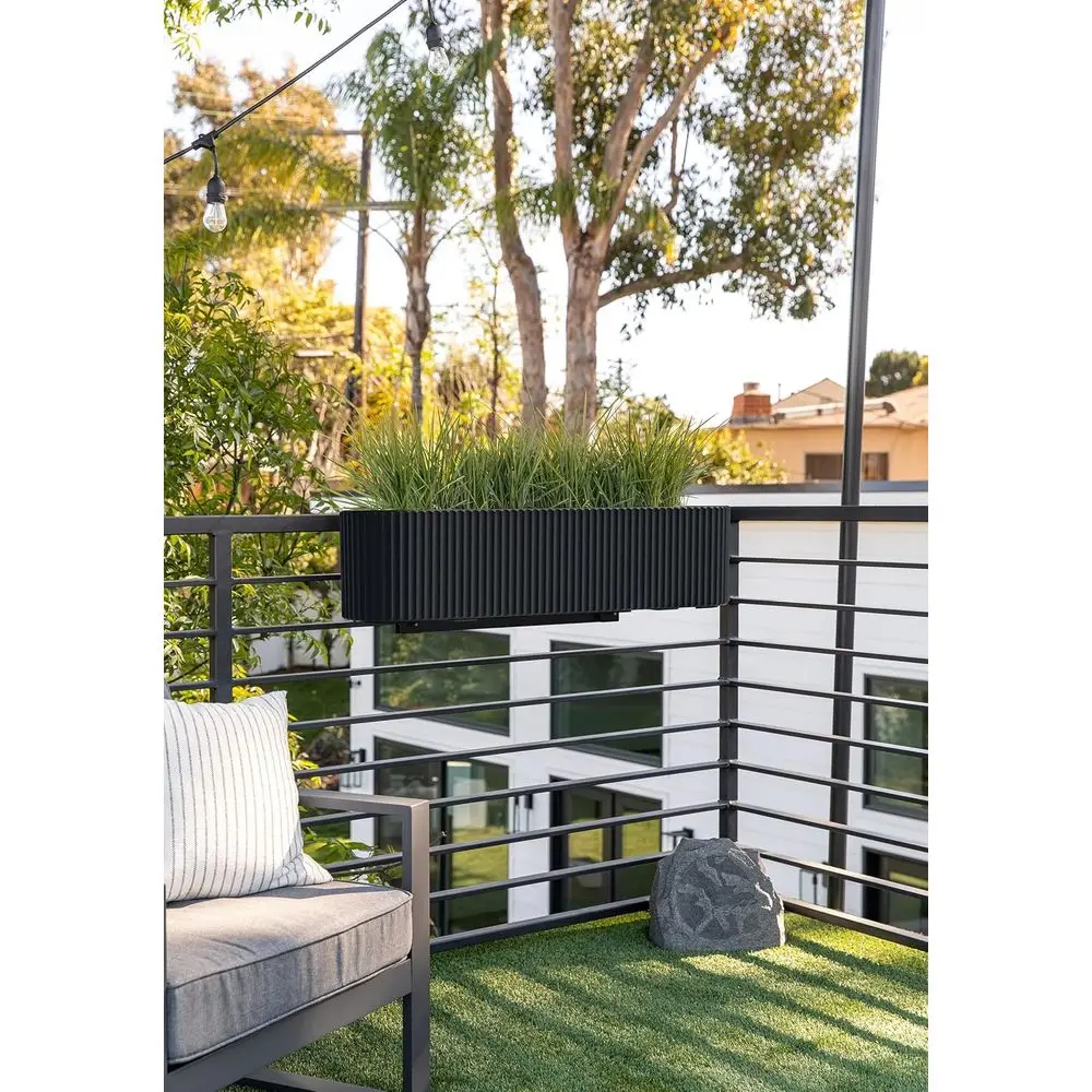 Hanging Planter Box or Windowsill/Balcony | Plastic-Stone Composite w/Railing Bracket | Decor or lowers - view 4
