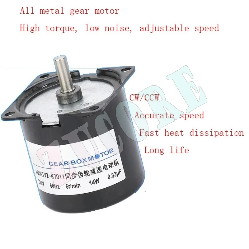 

A60KTYZ-K7014 Синхронный мотор-редуктор 220 В 50 Гц 60 об/мин 14 Вт 0,33 мкФ