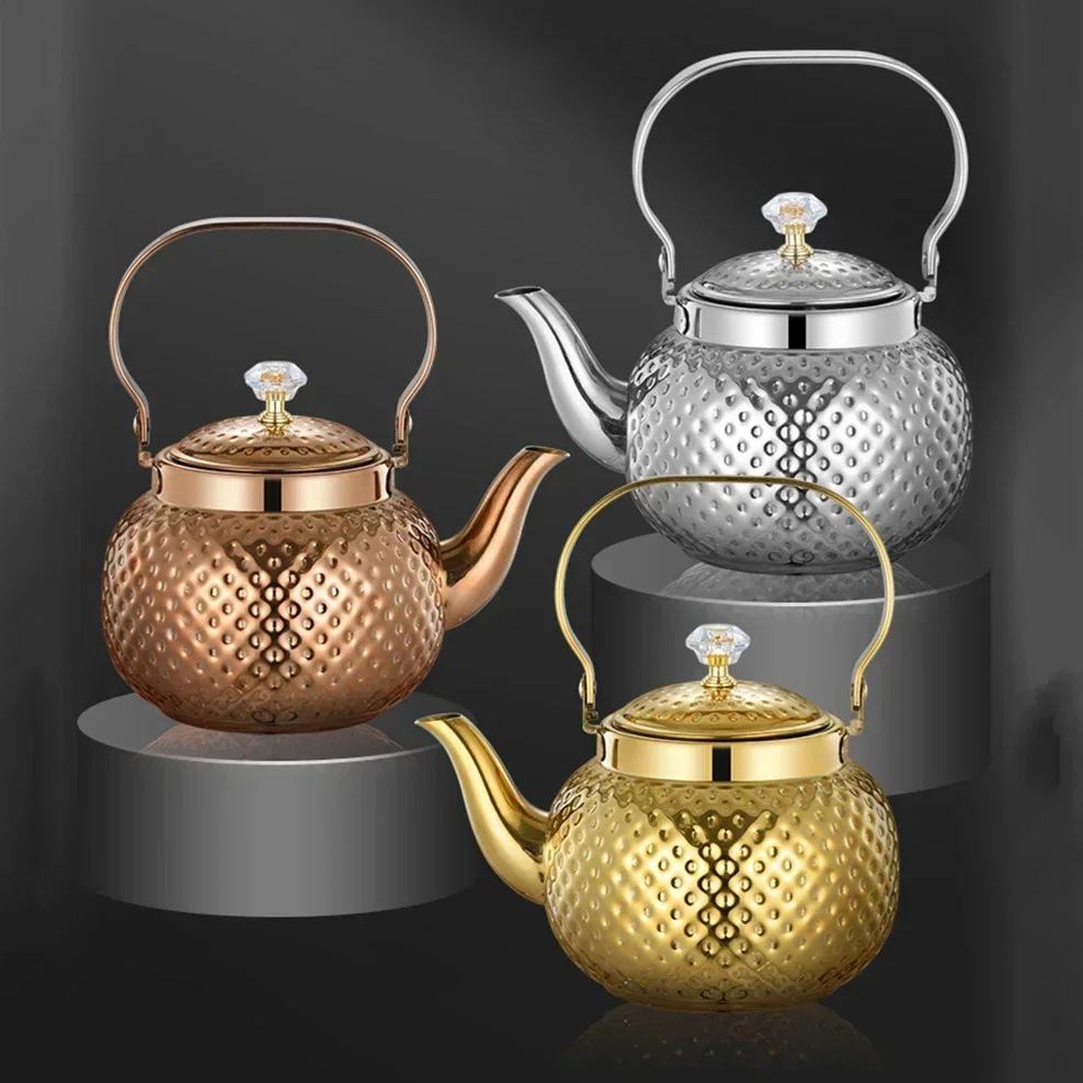 

2023 New Stainless Steel Boiling Kettle Home Restaurant Teapot With Strainer Korean Style Flower Tea Kettle 1.2L/1.6L/2.0L