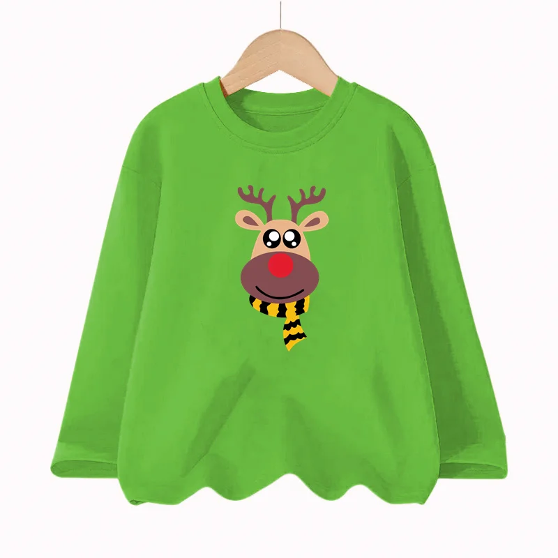 سانتا كلوز تي شيرت بأكمام طويلة للأطفال ملابس عيد الميلاد طفل بنين بنات بلايز عادية تيز 3-14T