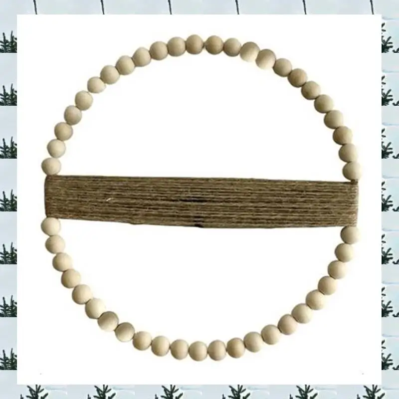 

ABLG Wooden Bead Round Garland Farmhouse Decor Unique Decoration Bohemian Wall Front Door Decoration
