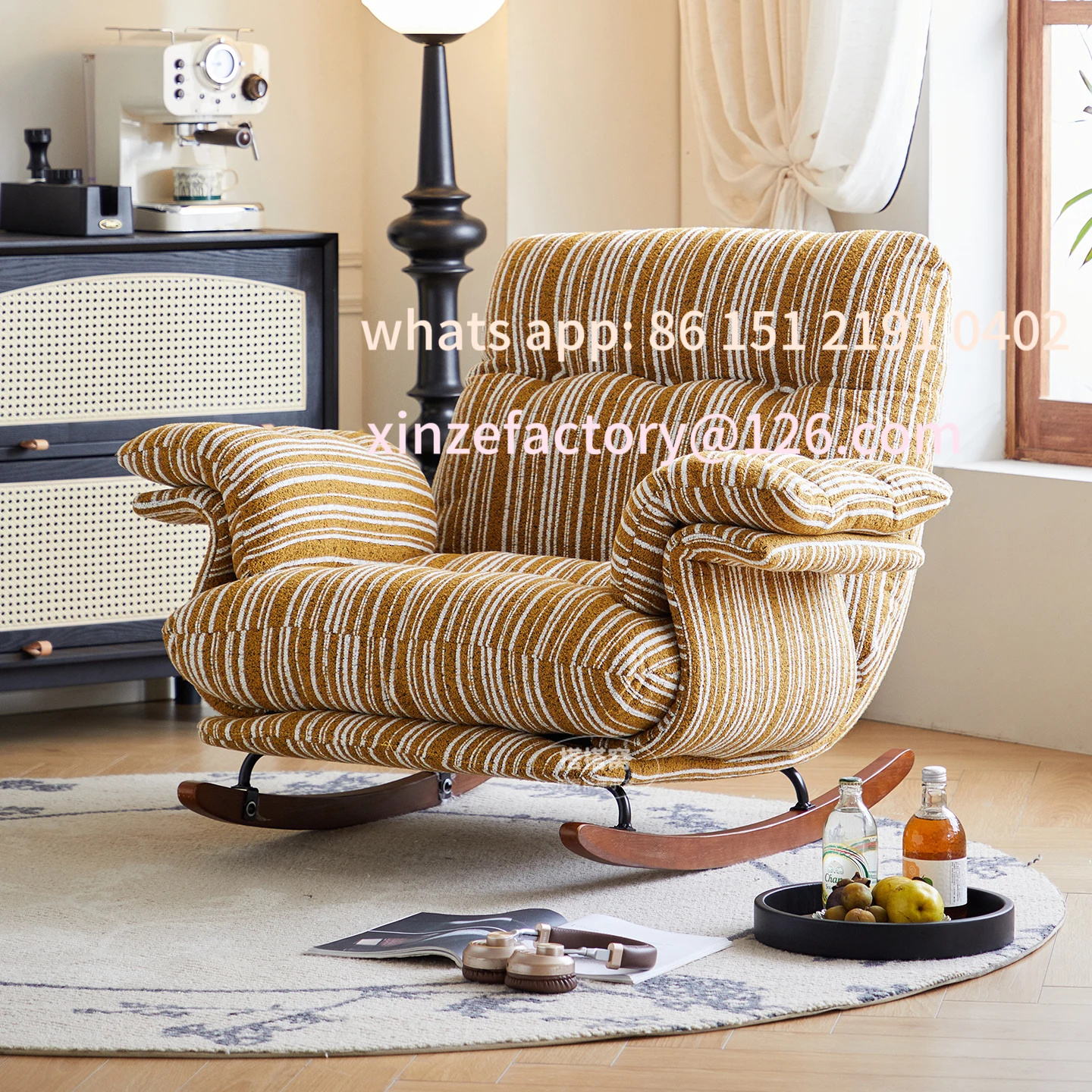 

Customizable retro home balcony living room leisure single sofa reclining and sleeping antique lazy rocking chair