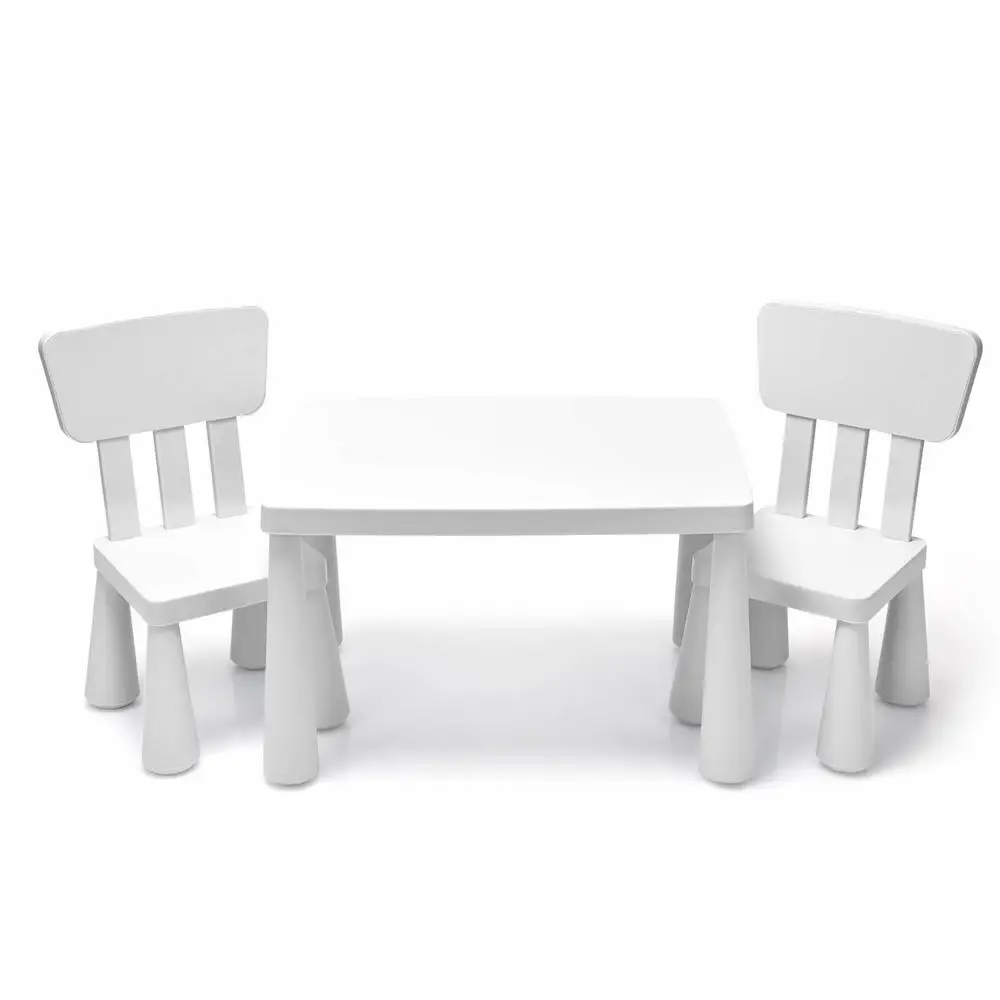 3 Pieces Toddler Multi Activity Play Dining Study Kids Table And Chair Set-White