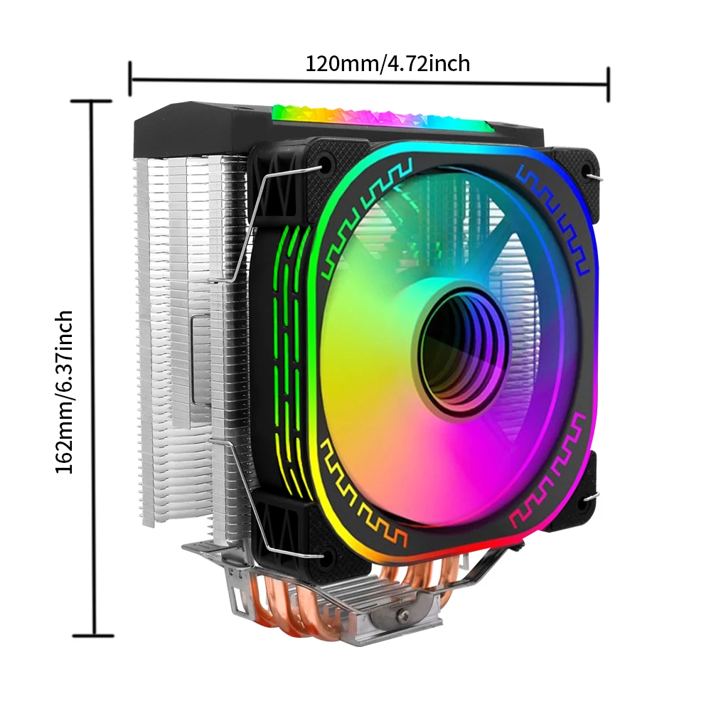 TISHRIC LC-400 ARGB CPU Cooler Fan 4 Heat Pipe 5V 4 Pin Air-cooled Support Intel LGA2011 115X AM4 FM1 Quiet Cooling Fan Radiator