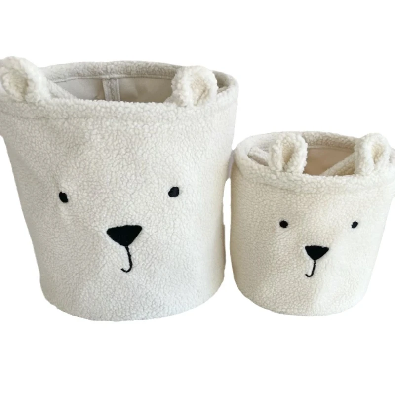 Folding Storage Basket for Children\'s Room, Cute Teddy Bear, Laundry Toys, Soft, Sherpa Sundries, Storage Bag Organizer