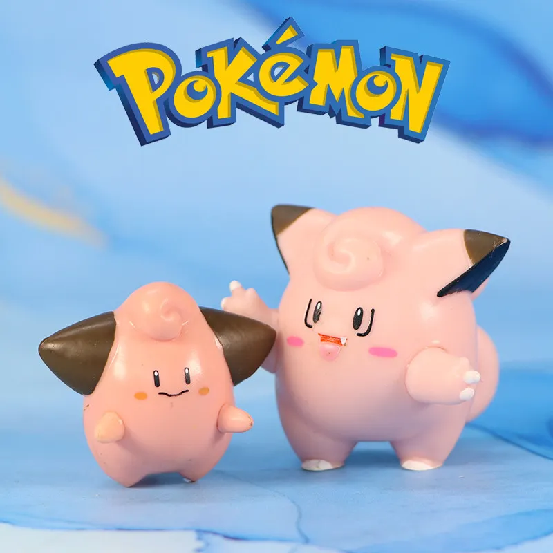 Genuine WCT Loose Pokemon Action Figures Clefairy Clefable Evolution Set Collectible Model Toys