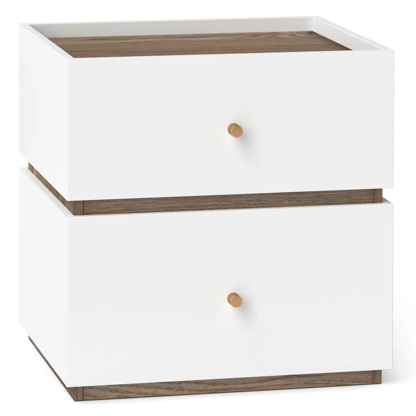 2-Drawer Nightstand Modern Bedside Table with Storag Raised Edge for Living Room