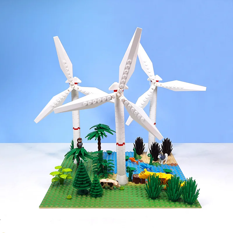 MOC Windmill Garden Scene Building Set DIY Architecture Model with Rotating Blades for Adults & Kids DIY Educational Puzzle Gift