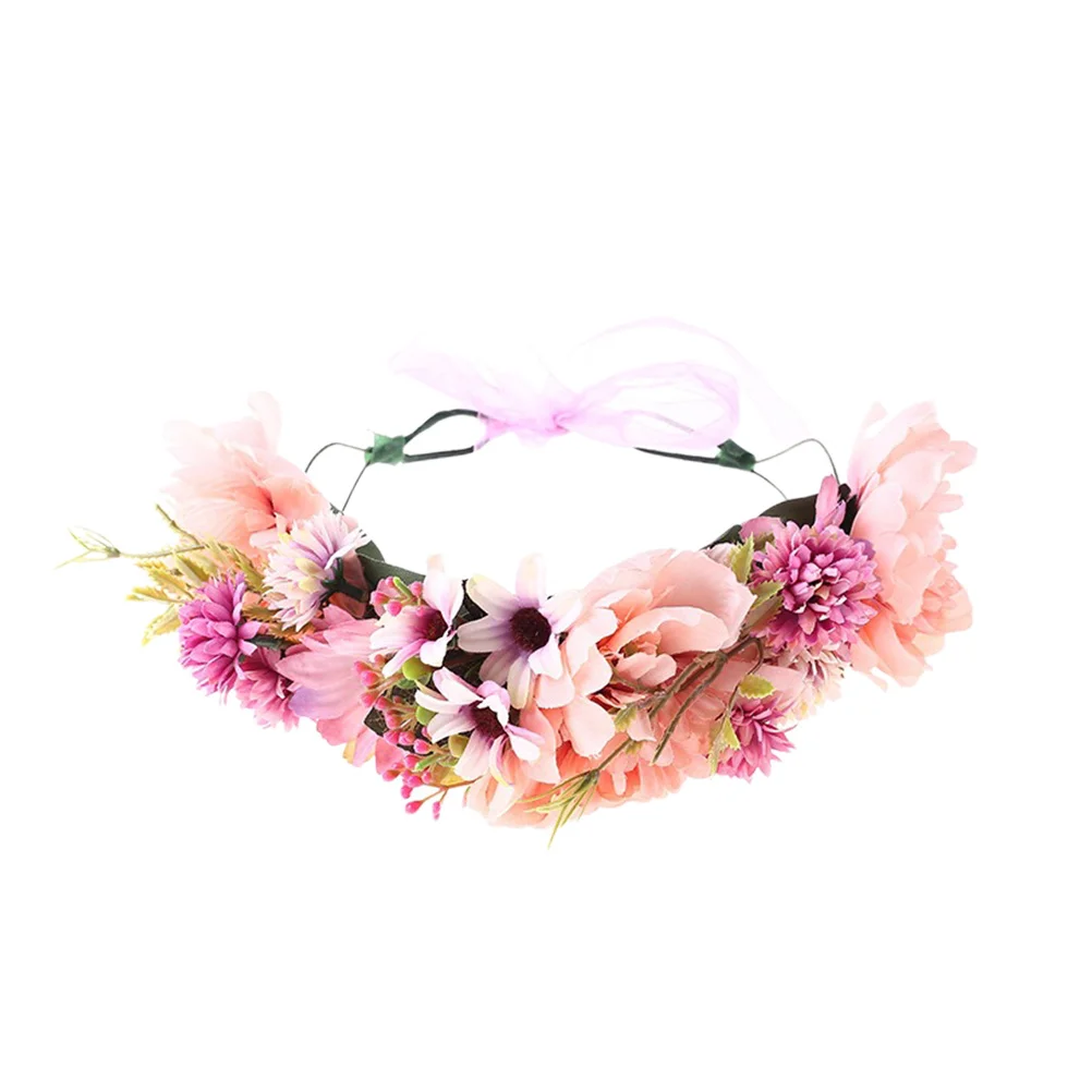 

1pc Lightweight Headband For Party Hair Hoop Bridal Wedding Party Cosplay Photo Props Pink Floral Hair Hoop Accessory