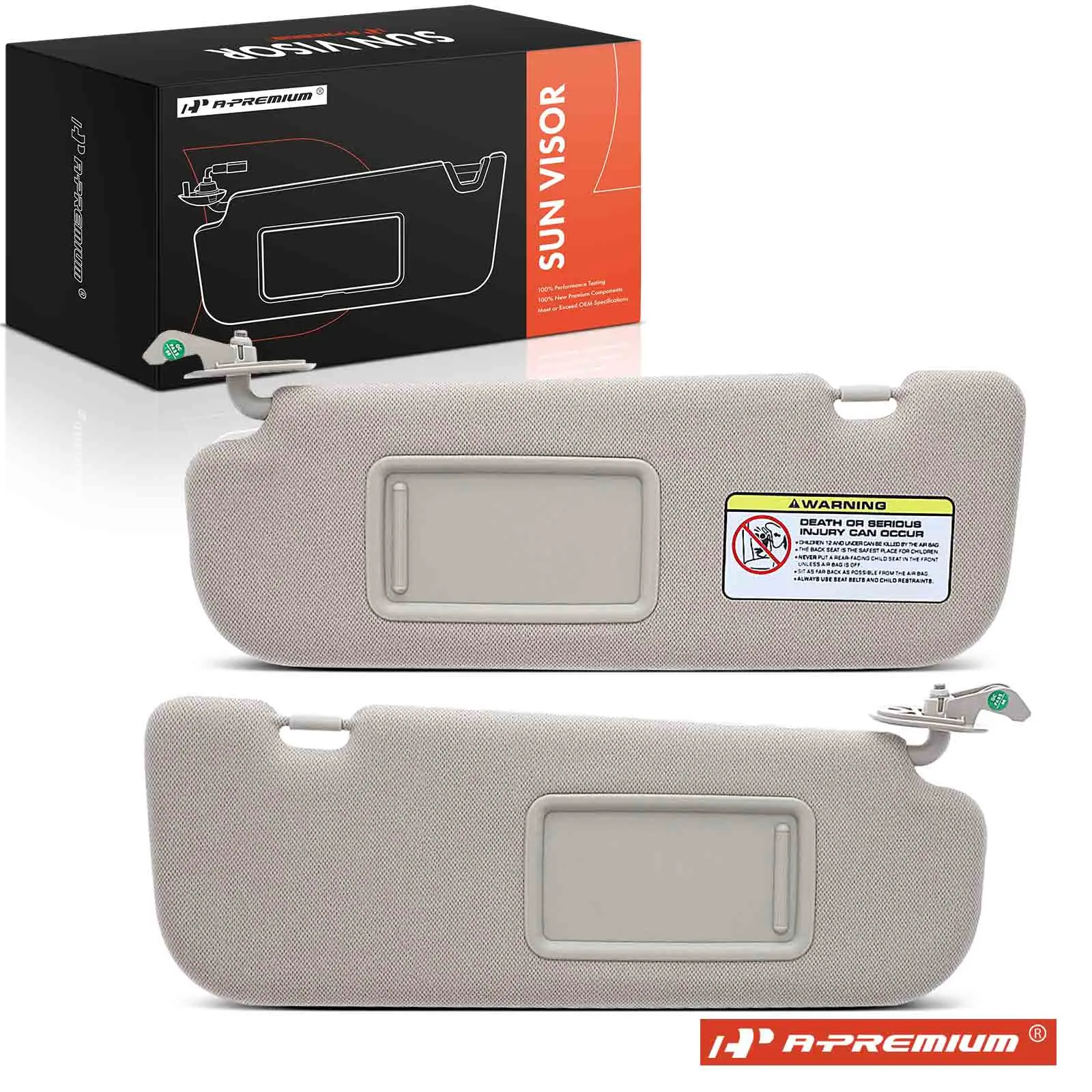 A-Premium Pair Beige Sun Visor with Mirror for Hyundai Elantra 2011-2015