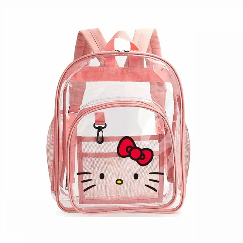 

New Hello Kitty transparent cute shoulder bag outdoor travel bag large capacity waterproof student schoolbag PVC shoulder itabag