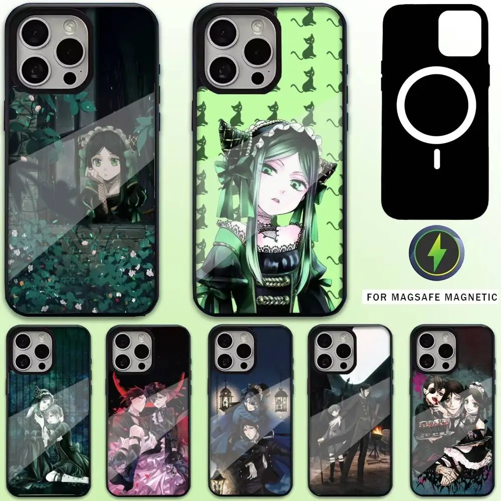 

Black Anime B-ButlerS Phone Case For iPhone17,16,15,14,13,12,11 Plus,Pro Max Magnetic For Magsafe Wireless Charging