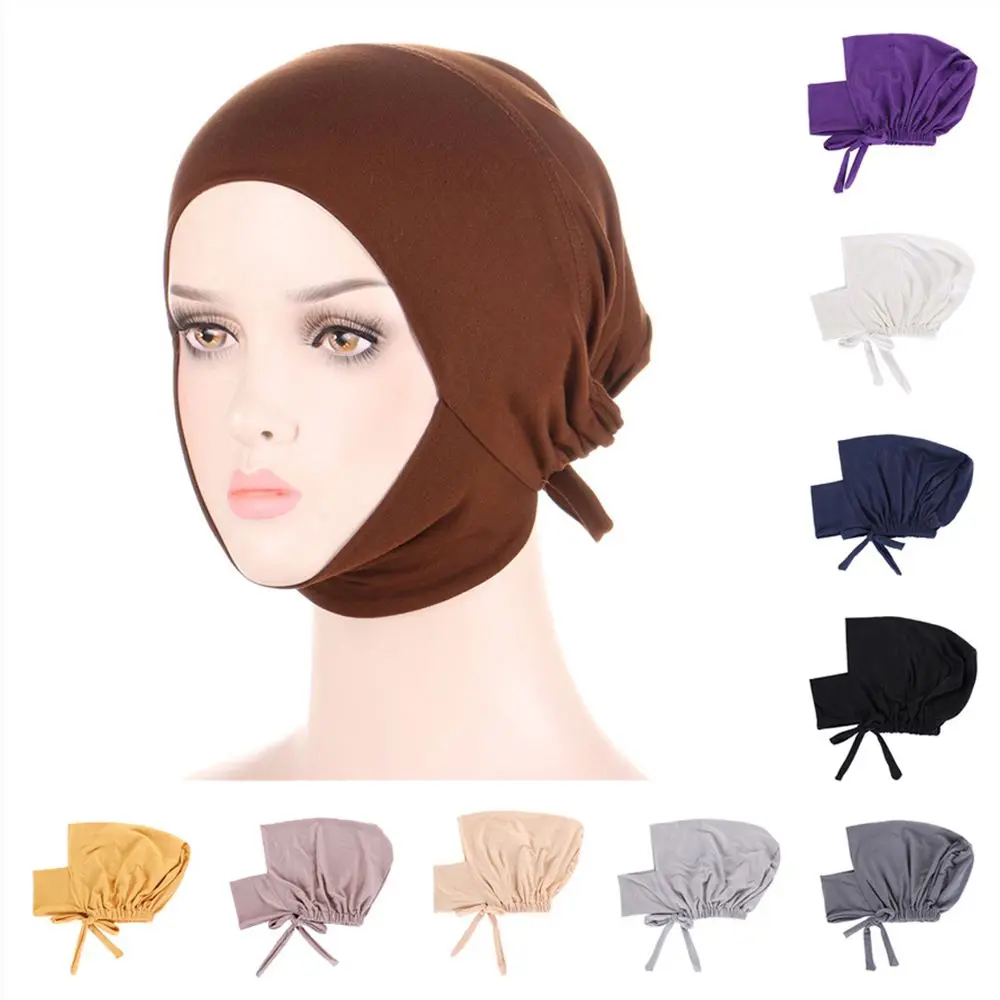 Soft Arab Turban Bonnet Muslim Inner Hijab Caps Headwrap Islamic Cap Female Headscarf