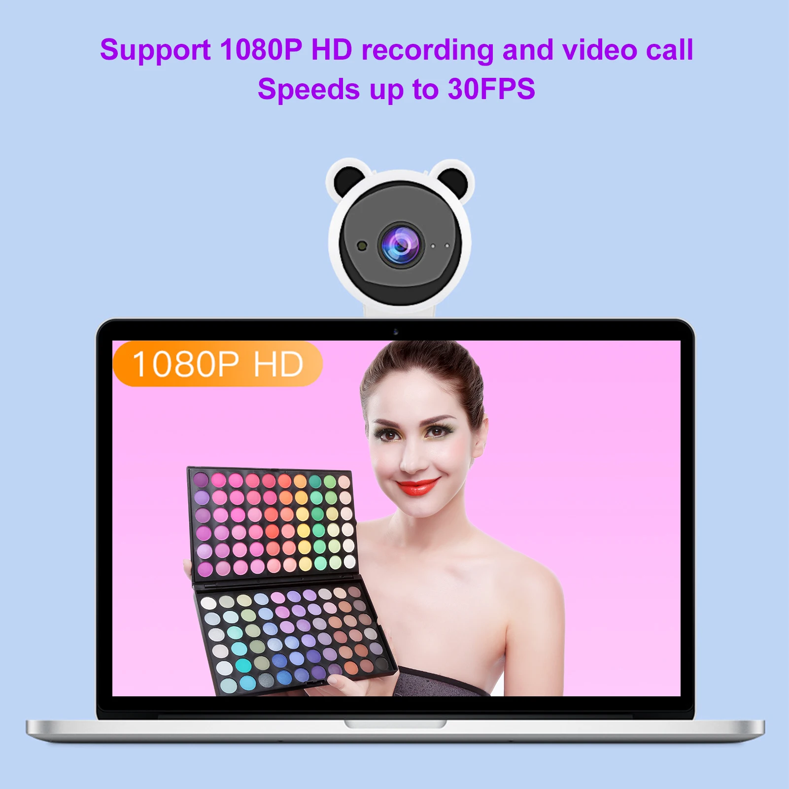 1080P HD USB คอมพิวเตอร์กล้องบันทึกวีดีโอไมโครโฟนในตัวเว็บแคมดิจิทัลสำหรับการถ่ายทอดสด (สีขาว)