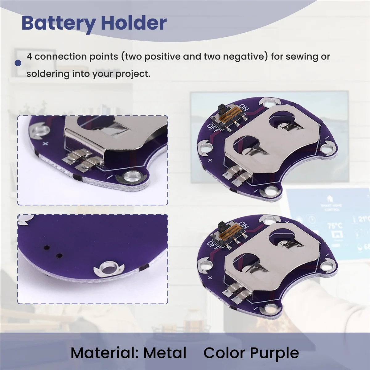 2 X Coin Cell Battery Holder for CR2032 - With Switch (2 Pcs)