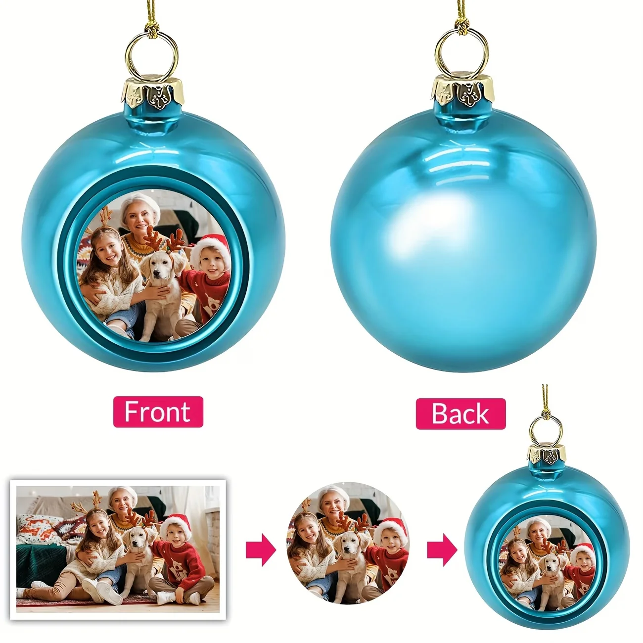 Custom Photo Christmas Ornaments, DIY Personalized Christmas Balls, Custom Xmas Gifts for Home & Christmas Tree Decorations - view 3