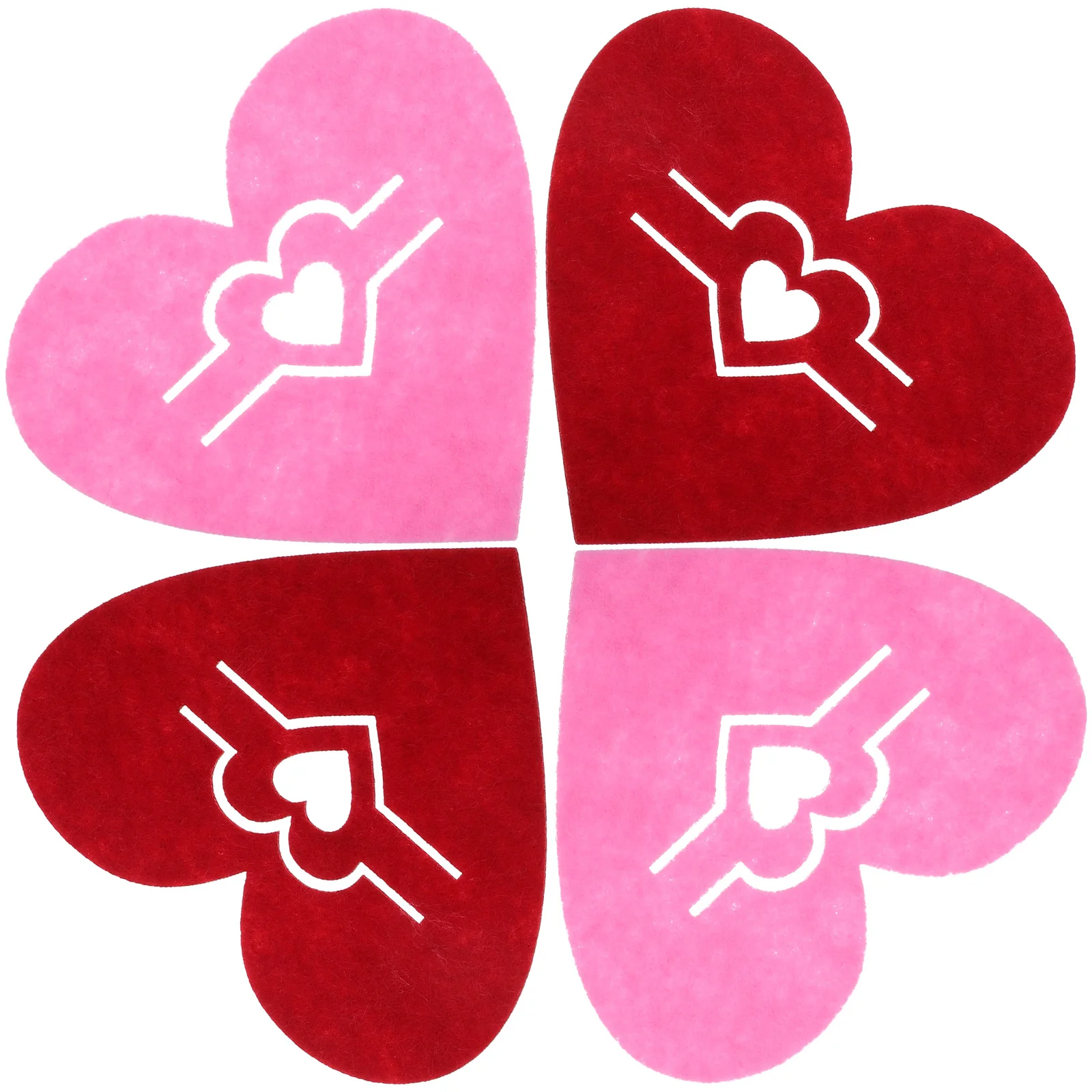 

4Pcs Heart Flatware Holder Stylish Utensil Pouch for Valentine's Day Wedding Party Table Decor Valentine's Day Decorations