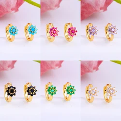 CRMYA Gold-color Hoop Earrings For Women Fashion Piercing Color Cubic Zirconia Huggies Earrings 2025 Jewelry Wholesale