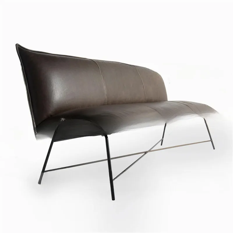 Retro lofe industrial style bench, restaurant milk  shop bed and breakfast chair, double three or four seat leather sofa
