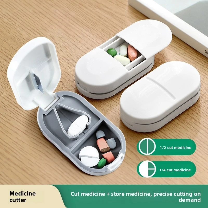 

Travel Portable Medicine Storage Box, One-week Tablet Moisture-proof Storage Box, One-minute Two-part Pill Cutter，Drug storage