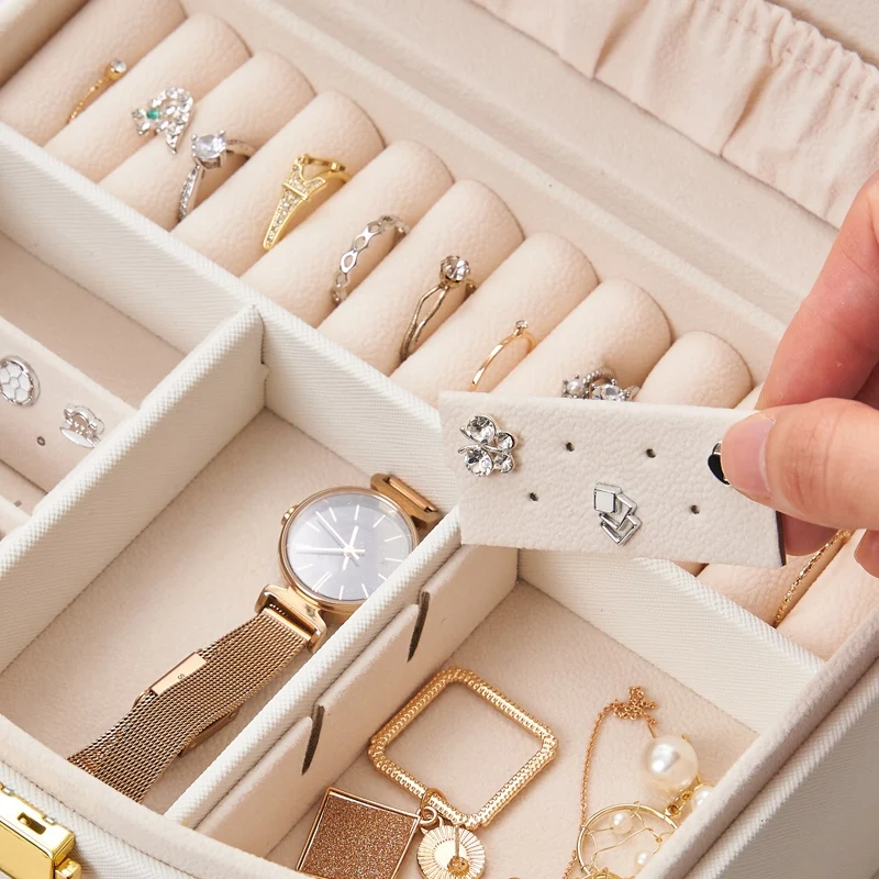 Jewelry Box High Capacity PU Leather Necklace Earrings Rings Bracelets Jewelry Box Portable Travel Casket