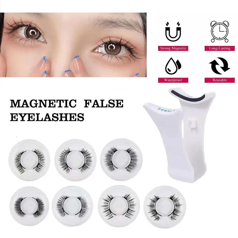 3D Natural Magnetic Eyelashes With 4 Magnetic Lashes False Portable Eyelashes Cosmetic Magnetic Support Drop Shipping