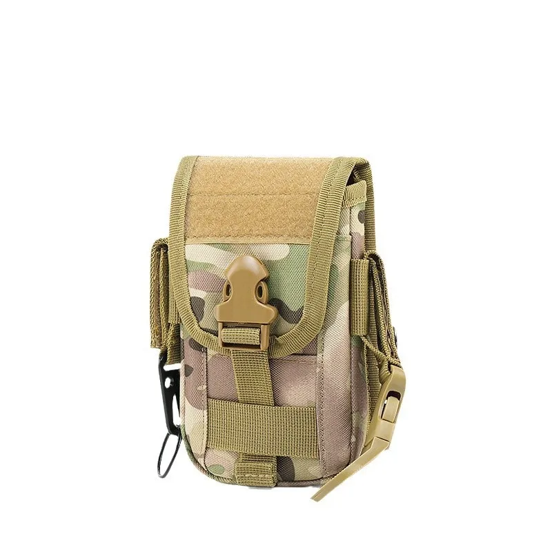 Military Style Molle Utility Pouch EDC Organizer Bag Dual Layer Phone Case with Credit Card Slots Keychain for Men Travel Work
