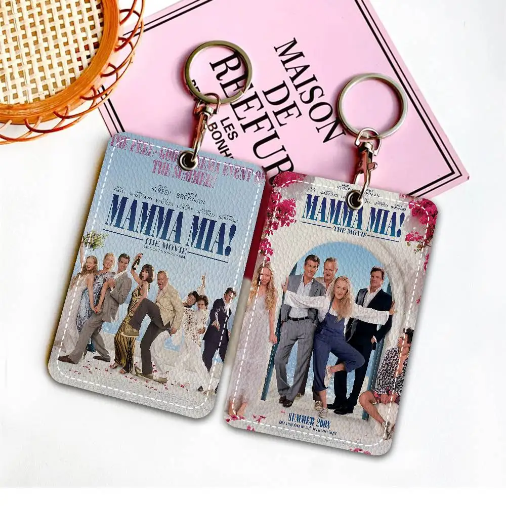 Classic Movie M-Mamma M-Mia PU Soft Leather Rectangular Key Card Holder Induction Elevator Protection Cover Youth Faion Accory