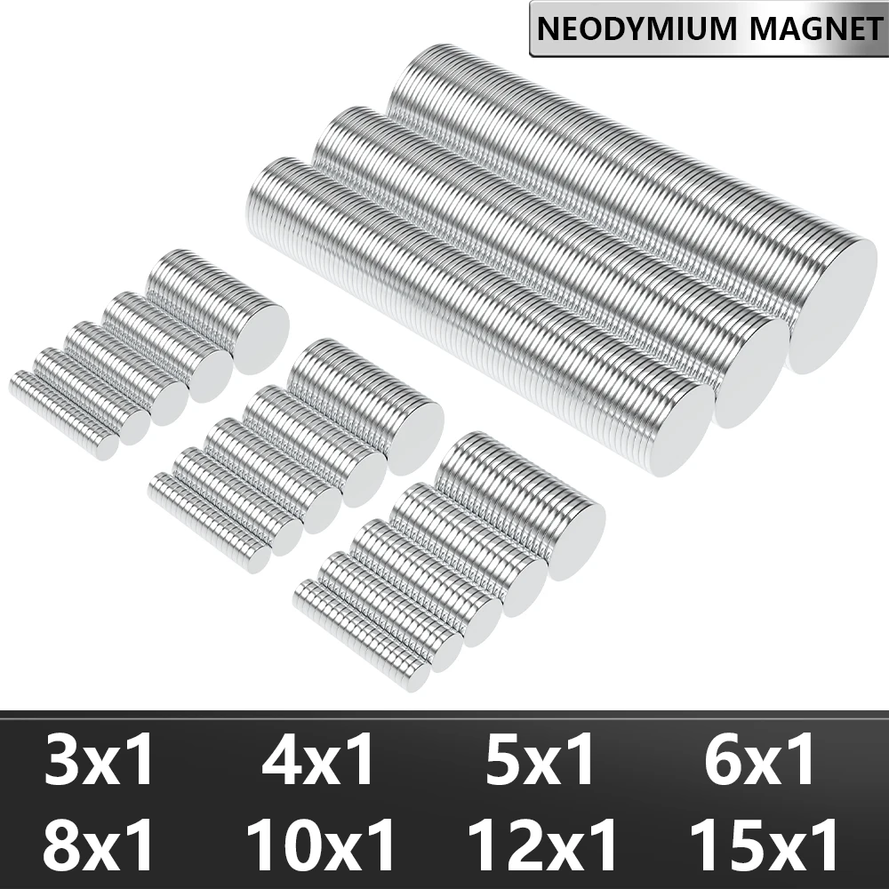 Round Neodymium Magnet N35 Permanent Magnets 3X1,4X1,5X1,6X1,8X1,10X1,12X1,15X1mm NdFeB Super Strong Magnetic imane