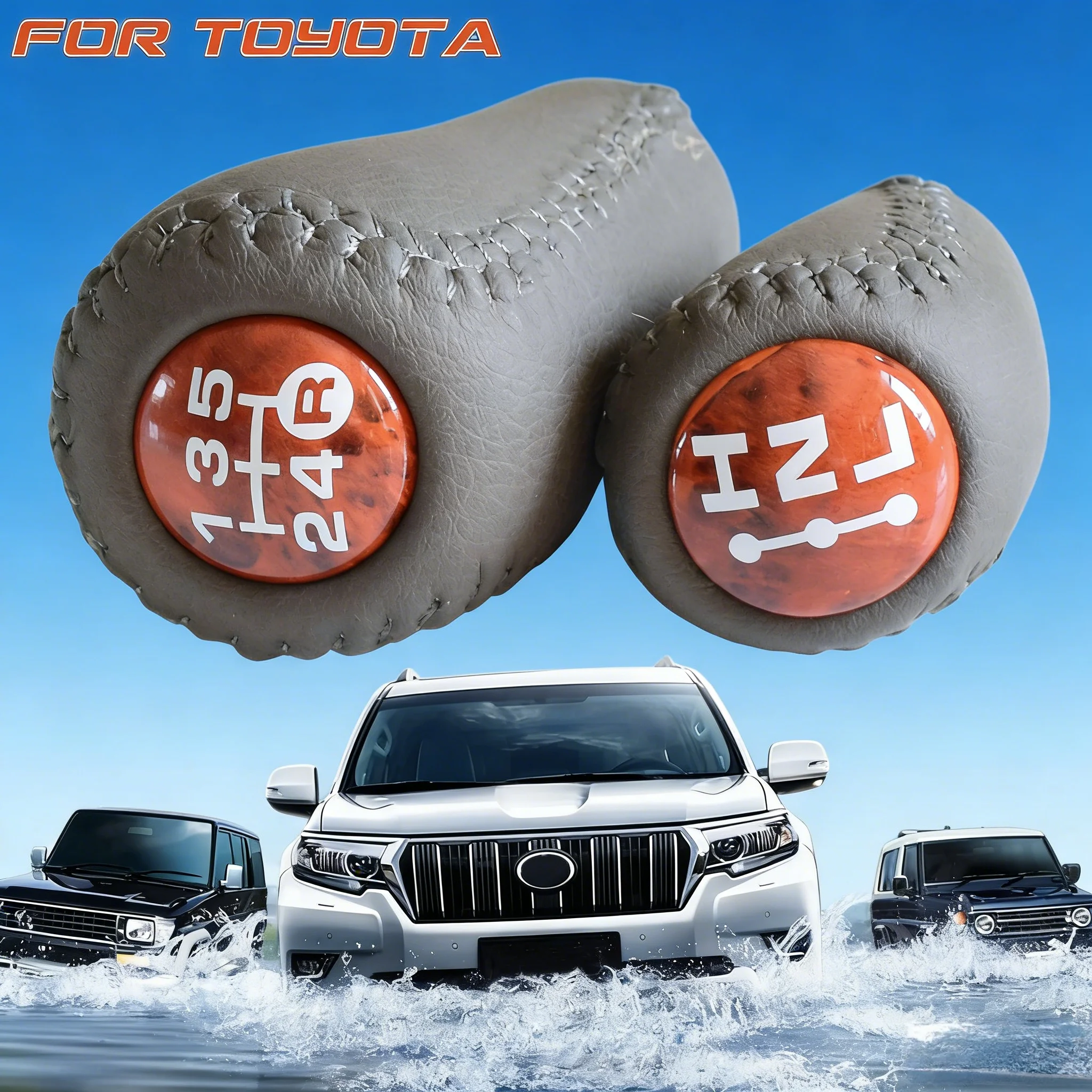 

Gear Shift Knob Genuine Leather Gear Stick Mahogany Shifter Knob For Toyota Prado 120 2005 2006 2007 2008 2009 LNH & HNL