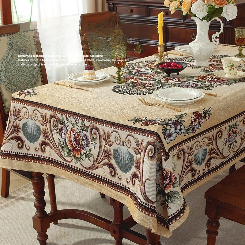 

European Style Table Cloth for Home Use Thickened Anti Scald Dining Table Cloth Rectangular Dustproof and Beautifying Decoration