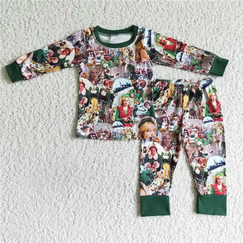 New Fashion Winter Baby Toddler Boys Girls Matching Christmas Long Sleeve Pants Set Wholesale Boutique Children Kid Clothing RTS