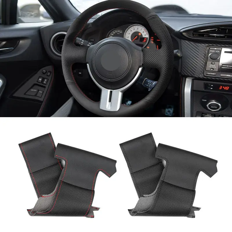 Car Steering Wheel Cover For Toyota 86 GT86 Subaru BRZ Scion FR-S FRS 2012-2015 Perforated Leather Cover with Needles Threads