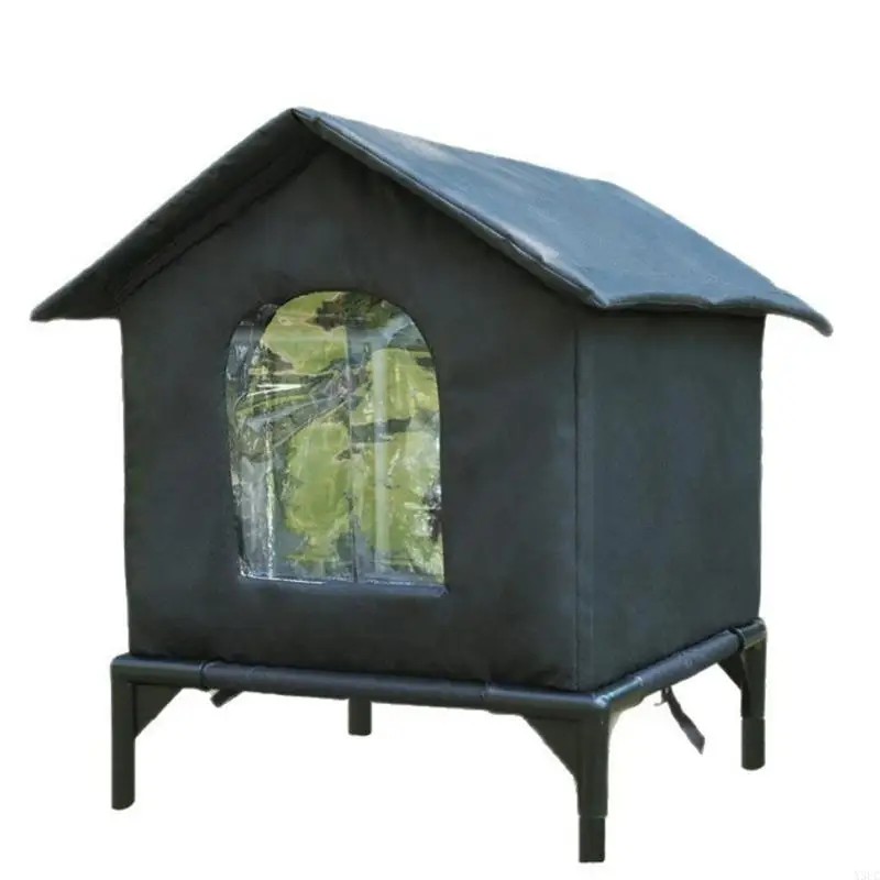 Weatherproof Outdoor Ferals Cats House Insulated Cats Shelter Raised Base Winter Outside Pet Hideouts for Stray Kitten X3UC - view 3