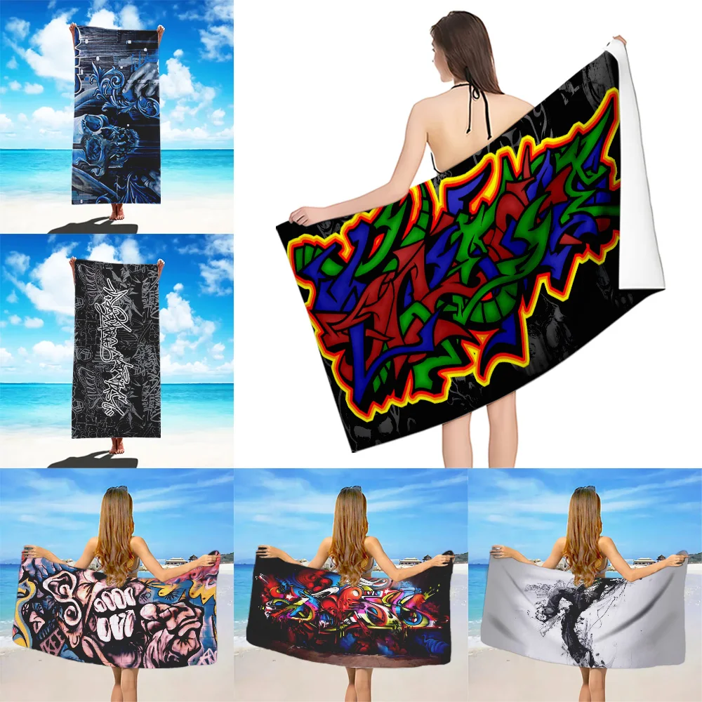 Graffiti Violent Beach Towel Microfiber Sand Free Quick Dry Soft Sandproof Pool Towels Gift for Women Travel Gym Shower Camping