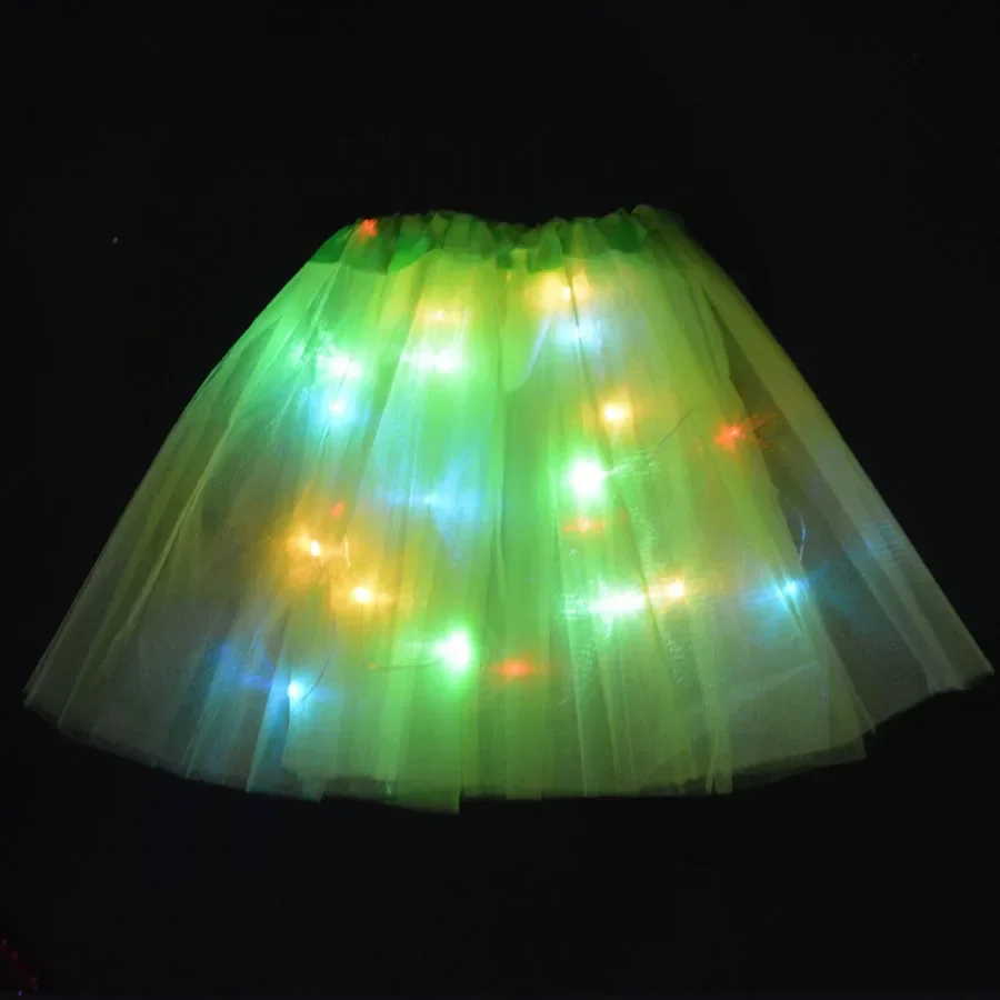 Children Girl Light Up Tutu Led Skirt Glow Cat Ear Bunny Headband Fairy Party Gift Birthday Costume Halloween Christmas