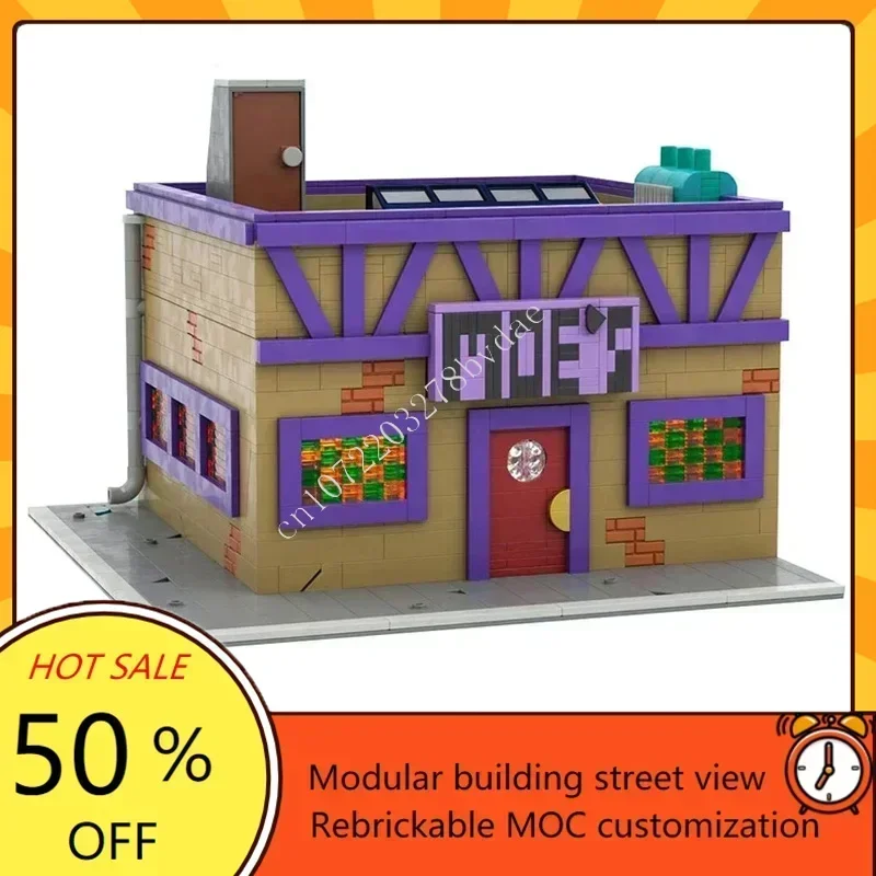 

Модульная головоломка MOC Moe's Tavern, креативная архитектура StreetView, техническая модель, сборка на день рождения, игрушка, Рождественский подарок