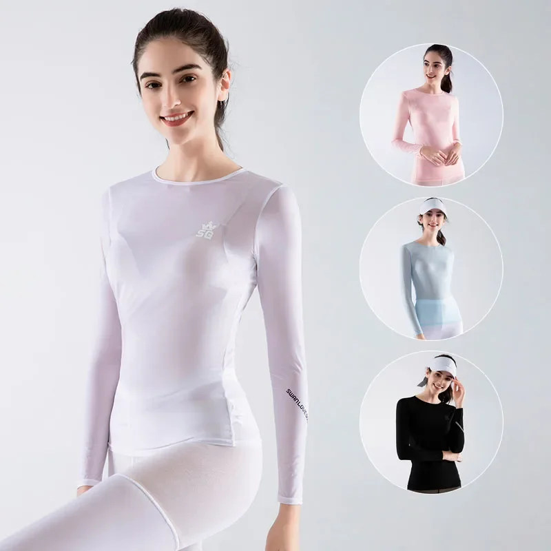 

SG Ladies Long-sleeved Cooling Underwear Ice Silk Sunscreen Golf T-shirts Summer Women Thin Breathable Sports Shirt Golf Clothes