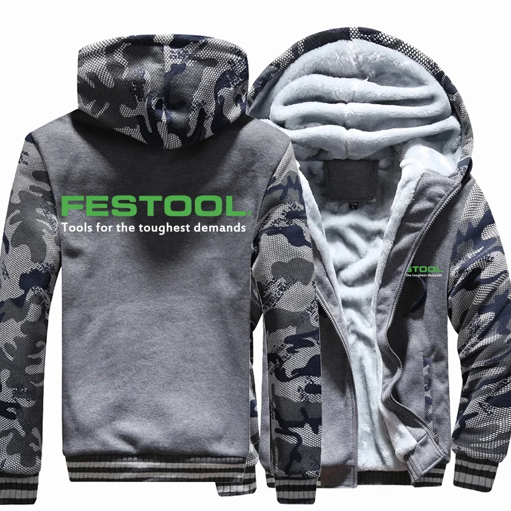 New Winter Men Fashion Festool Tools Logo Hoodies Jacket High Quality Casual Wool Liner Fleece Sweatshirts Male Hoody Coat