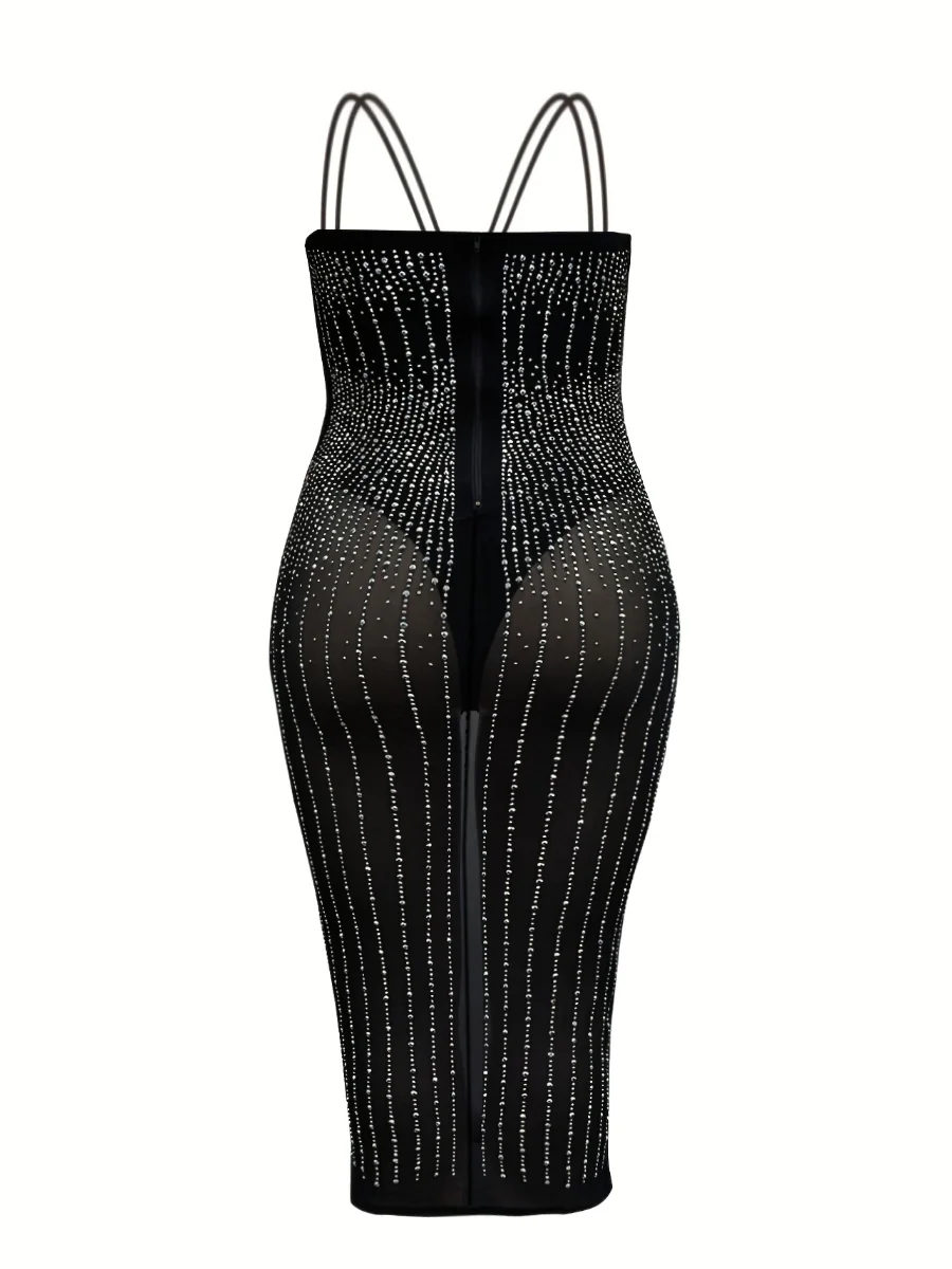 LW-Sequined See Through Prom Dress, vestidos de festa preta, vestido sexy, elegante maxi dress, plus size, moda